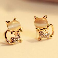 2024 Fashion Lovely Cat Crystal Stud Earrings Women Jewelry Wedding Party Gift