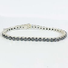 Black Diamond Tennis Bracelet 7.50 Inches In 925 Sterling Silver AAA Certified !