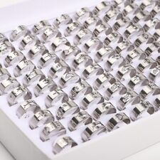 100pcs/lots Wholesale Silver Hollow Stainless Steel Rings For Men Women Jewelry