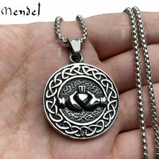 MENDEL Stainless Steel Mens Irish Celtic Claddagh Knot Pendant Necklace Jewelry