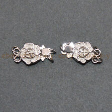 925 Sterling Silver Flower Charm Clasp Findings for Jewelry Making 1/2 Rows