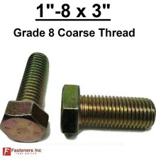 1-8 x 3" (FT) Hex Bolt Yellow Zinc Plated Grade 8 Cap Screw Coarse Thread - Redding - US"