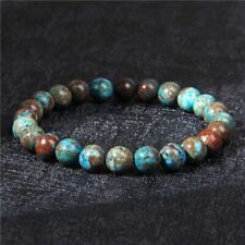 8mm Blue Sea Sediment Jasper Stone Beaded Bracelets Gemstone Stretch Bracelet