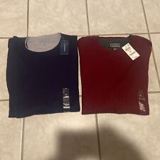 2 Brand New Club Room Thermal Crew Necks Long Sleeved Shirts Blue/maroon. SizeXL