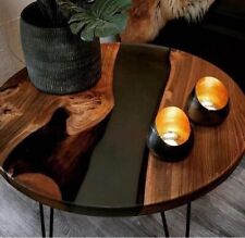 18 Round Epoxy Wooden Corner Side Table Top Home Office Interior Decor"