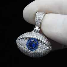 1.50 Ct Round Cut Lab Created Sapphire Evil Eye Pendant Real 925 Sterling Silver