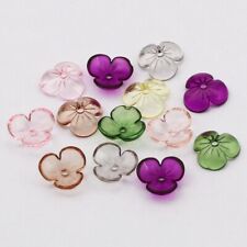 Multicolor Flower Bead Transparent Acrylic Beads Caps Jewelry Making 10mm 200Pcs