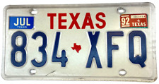 Vintage Texas 1992 Auto License Plate Man Cave Garage Wall Decor Collector