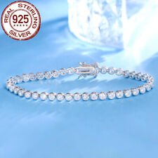 White CZ Bracelet 925 Sterling Silver Round Tennis Chain Fine Jewelry for Women