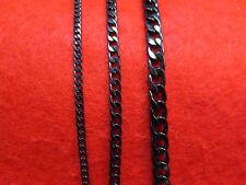 16-50" 3/5/7MM STAINLESS STEEL BLACK PLATED CUBAN CURB LINK CHAIN NECKLACE-BLK"