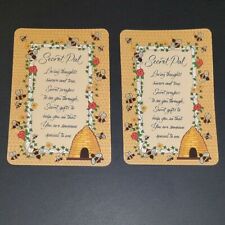 2 Secret Pal Santa Gift Cards Small 2.5 x 3.75" Flowers Bees Prayers NEVER USED"