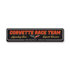 Chevy Corvette Race Team Metal Sign Chevrolet Automotive Car Man Cave Sports