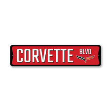 Chevy Corvette Blvd Metal Sign Chevrolet Automotive Car Man Cave Sports