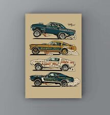 American Muscle Car Poster Wall Art - Vintage Automotive Decor