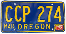 Vintage 1972 Oregon Auto License Plate Tag Garage Auto Wall Decor Collector