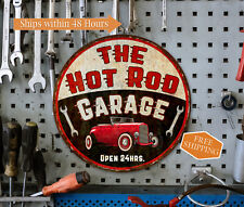 Hot Rod Garage Sign Man Cave Shop Mechanic Auto Car Workshop Decor 100142001006