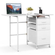 Home Office Folding Computer Laptop Desk Wheeled Workstation W/3 Storage Drawers - Fontana - US