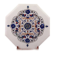 15 Marble side Table Top semi precious stone lapis art Inlay handicraft decor"