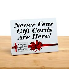 3pk Gift Card Signs - Never Fear Gift Cards Are Here, L Style, Free Shipping