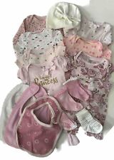 Newborn Girl Lot Of 17 Pieces One Piece Sets Socks Hat