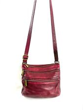 Fossil Dark Red Leather Medium Shoulder Crossbody Bag Purse Brass shb1522