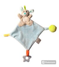 Cudlie Blue Dog Security Blanket Lovey Pacifier Holder Teether Crinkle Ball