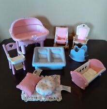 Playskool Fisher Price Dollhouse Baby Furniture Lot 10 Items Bassinet Chairs