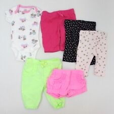 Lot Baby Girl Newborn Clothes Pants Shorts Bodysuit 6 Items Gerber Garanimals