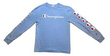 Champion Heritage Athletic Apparel Size Medium Tee Shirt Long Sleeve Blue Cotton