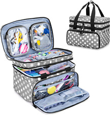 Large Double Layer Sewing Accessories Organizer with Detachable Pouches