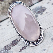 Dainty Rose Quartz Gemstone 925 sterling silver Ring Father's Day Jewelry M-93