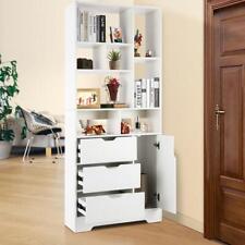 White Wooden Particleboard Storage Cabinet w/Eight Open Shelves&Three Drawers- - Mumbai - India