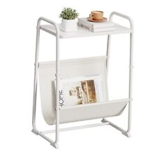 Small Side Table with Magazine Sling, Small End Table, Small Nightstand White - East Syracuse - US