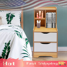 Bedroom End Side Bedside Table Nightstand Organizer with 2 Drawers Storage Wood - Mumbai - India