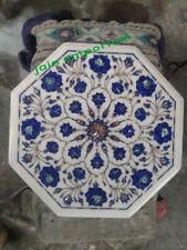 18'' white antique Marble Center corner Table Top Inlay blue lapis malachite w2