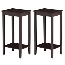 Tall End Table Set of 2 Sofa Chair Side Table Accent Stand w/Shelf, Dark Brown - Mumbai - India