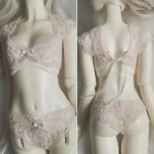 1/4MSD BJD Lingerie Clothes Outfit French Lace Bikini Bra + Panties Sexy Cream