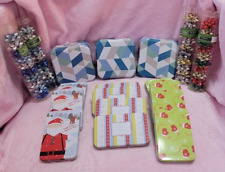 11 Christmas Tins for Gift Cards, 3 slightly larger blue tins & 40 Tiny Bows