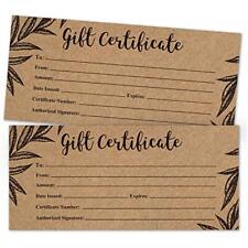 Blank Gift Certificates for Business - 25 Rustic Gift Certificate Cards with For
