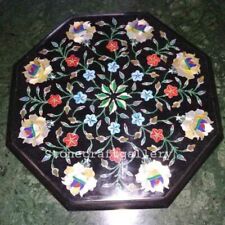 15 Black Marble side Table Top Pietra Dura Inlay art Home Decor"