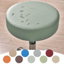 Bar Seat Case Dining Chair Cover Elastic Waterproof PU Leather Round Stool Cover