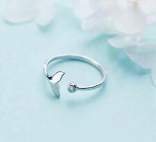 Women's Solid Mermaid Tail Ring Adjustable Whale Genuine Jewelry Pure Color