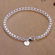 beautiful Fashion 925 silver 4mm chain pretty bracelet WOMEN MEN jewelry new