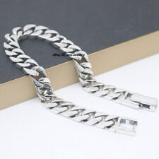 Real 925 Sterling Silver Bracelet 8mm Curb Link Chain Men's Bracelet 7.87inch