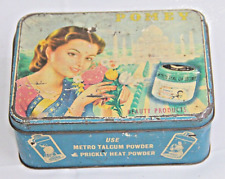 Vintage Pomey Beauty Products Tin Box: Beautiful Lady Print Advertisement, India