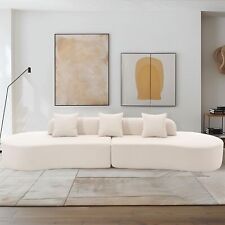 130 Modern Curved Sectional Sofa Minimalist Fabric Upholstered Couch Beige - Lithia Springs - US"