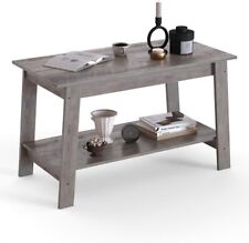 Grey Farmhouse Wood Rectangle Small Coffee Table, Living Room Tables, TV Stands - US