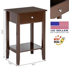 Night Stand Two-layer Bedside Table Coffee / Sofa End Table with Drawer Coffee - Flanders - US