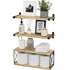 Floating Shelves Wall Mounted, Wood Bathroom Shelves with Extra Light Brown - Toronto - Canada