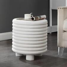 JONATHAN Y Accent Table White Frosted 18 3-Legged Drum Modern Minimalist - Toronto - Canada"